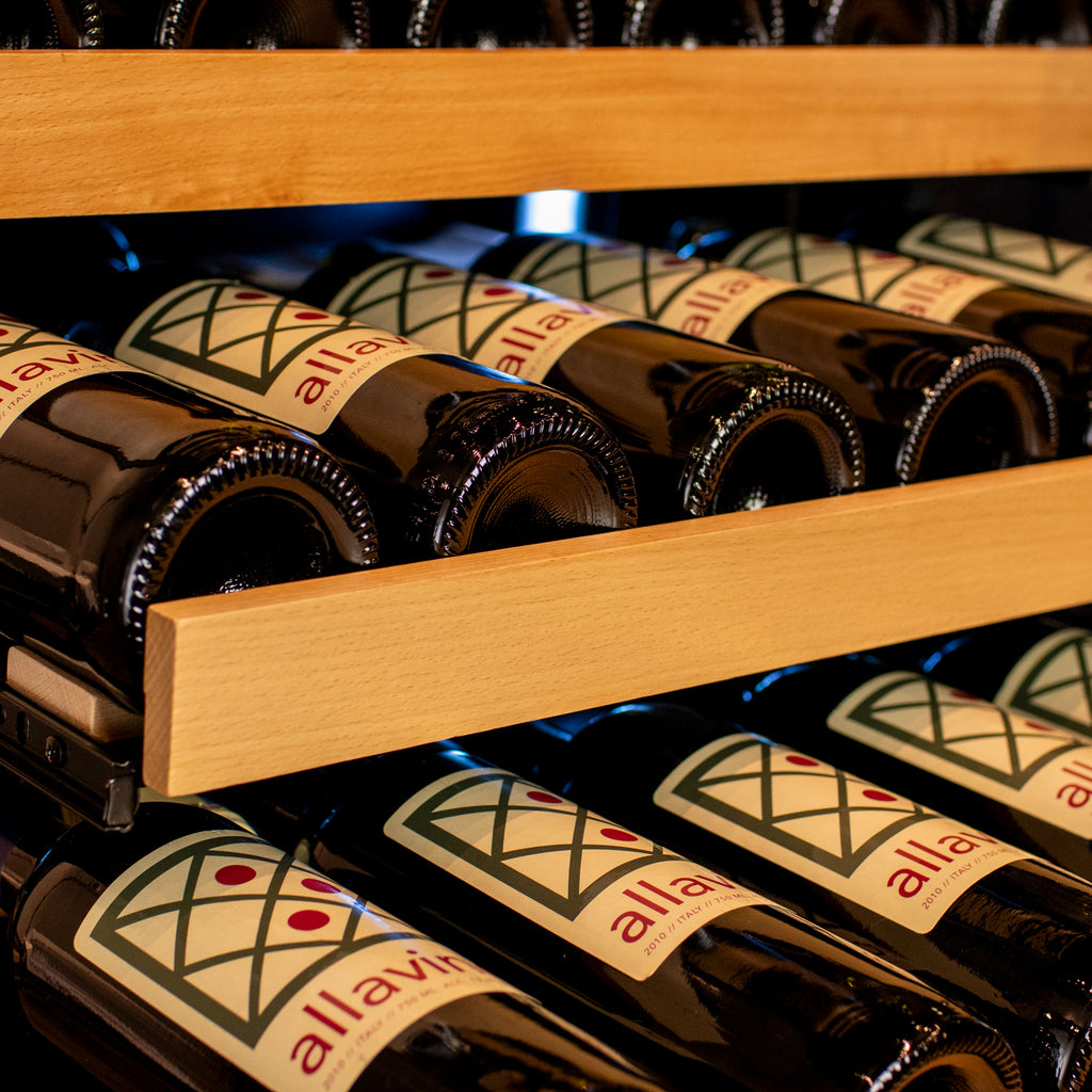 Allavino Reserva Series 154 Bottle Dual Zone Built-in Wine Refrigerator with Black Glass Door - Right Hinge - VSW15471D-2BGR