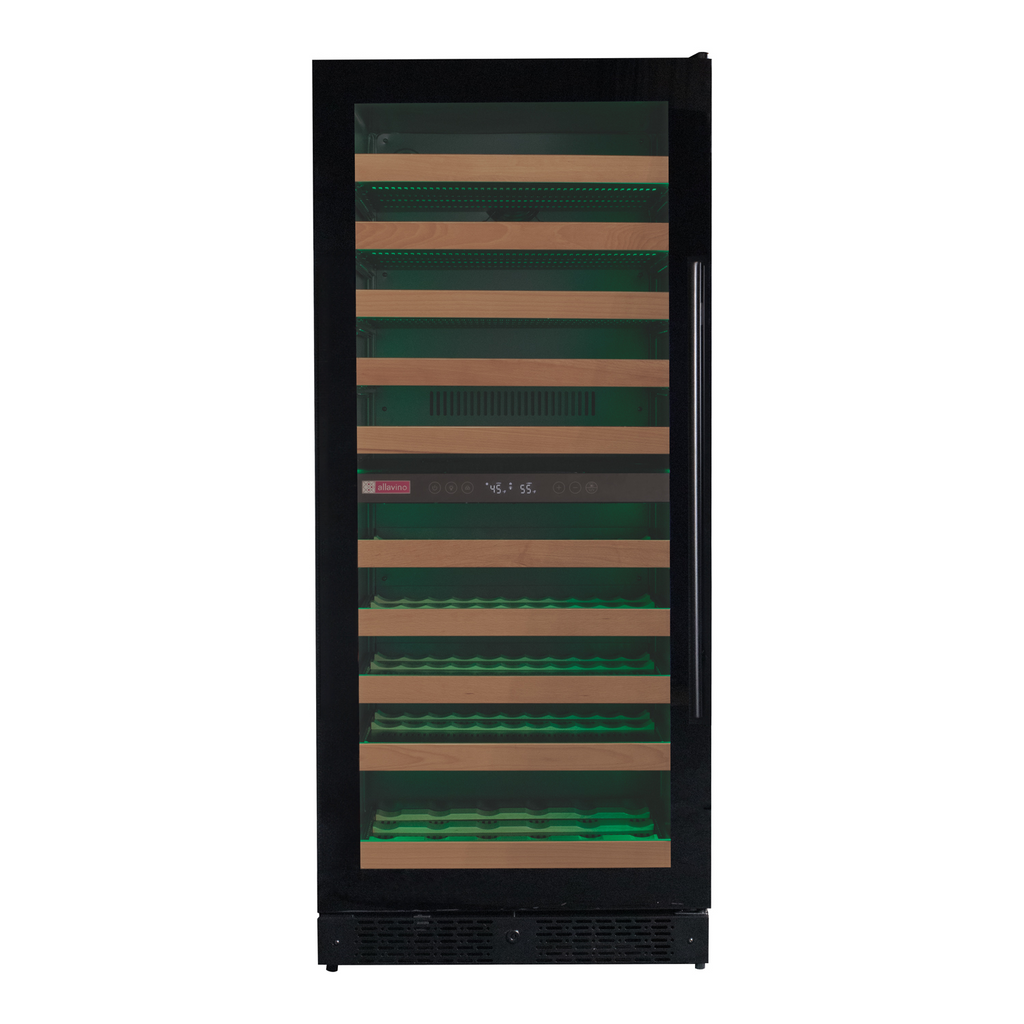 Allavino Reserva Series 119 Bottle 55" Tall Dual Zone Left Hinge Black Glass Wine Refrigerator- VSW11955D-2BGL