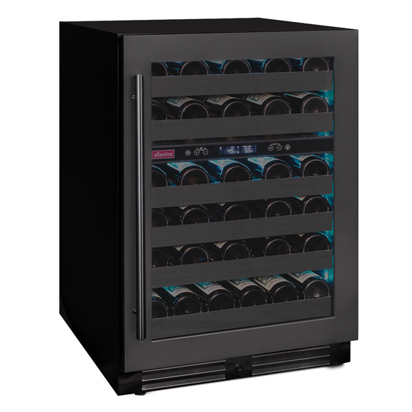 Allavino Reserva Series 50 Bottle Dual Zone Undercounter Wine Cooler Refrigerator with Black Stainless Steel Door - Right Hinge - BDW5034D-2BSR