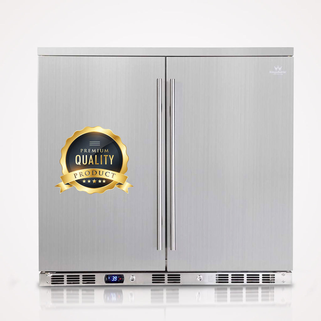KingsBottle 36 Inch Outdoor Beverage Refrigerator 2 Door For Home - KBU56ASD