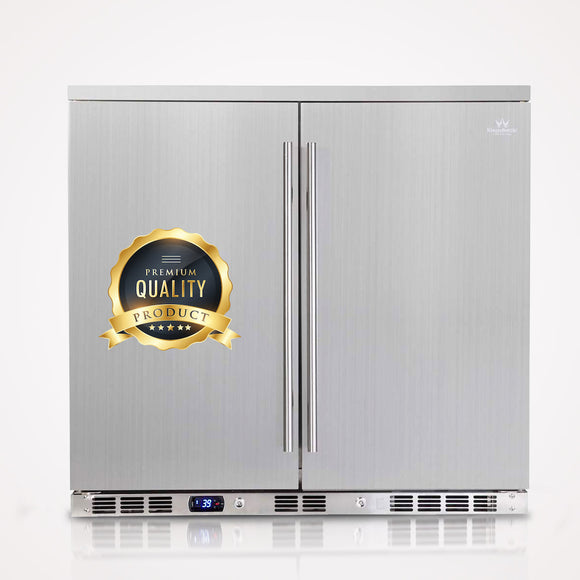 KingsBottle 36 Inch Outdoor Beverage Refrigerator 2 Door For Home - KBU56ASD