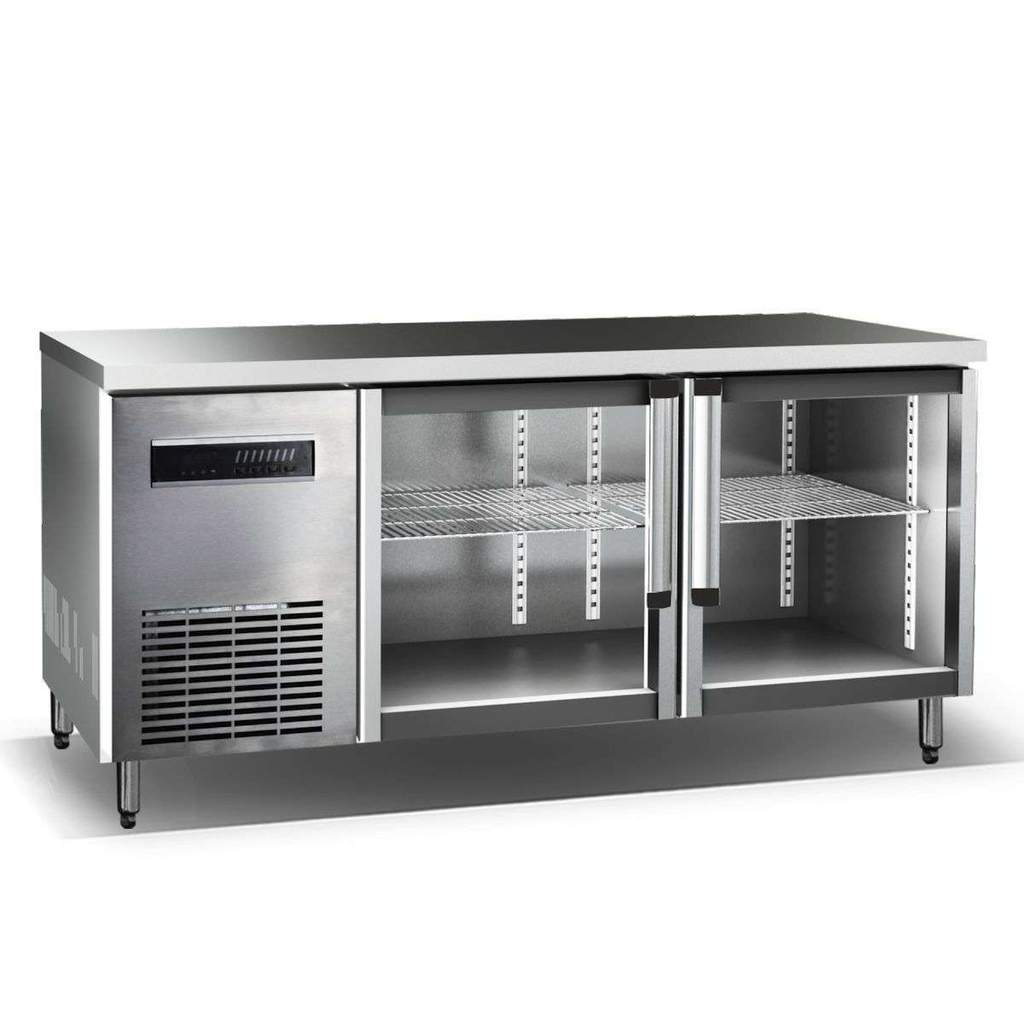 KingsBottle 59" Double Glass Back Bar Cooler for Multiple Bottles - KBU380SS