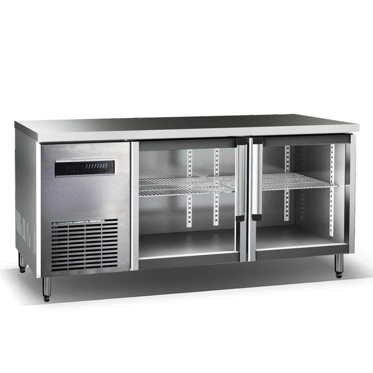 KingsBottle 59" Double Glass Back Bar Cooler for Multiple Bottles - KBU380SS