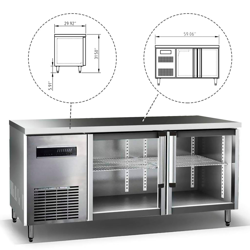 KingsBottle 59" Double Glass Back Bar Cooler for Multiple Bottles - KBU380SS