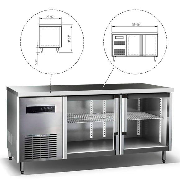 KingsBottle 59" Double Glass Back Bar Cooler for Multiple Bottles - KBU380SS
