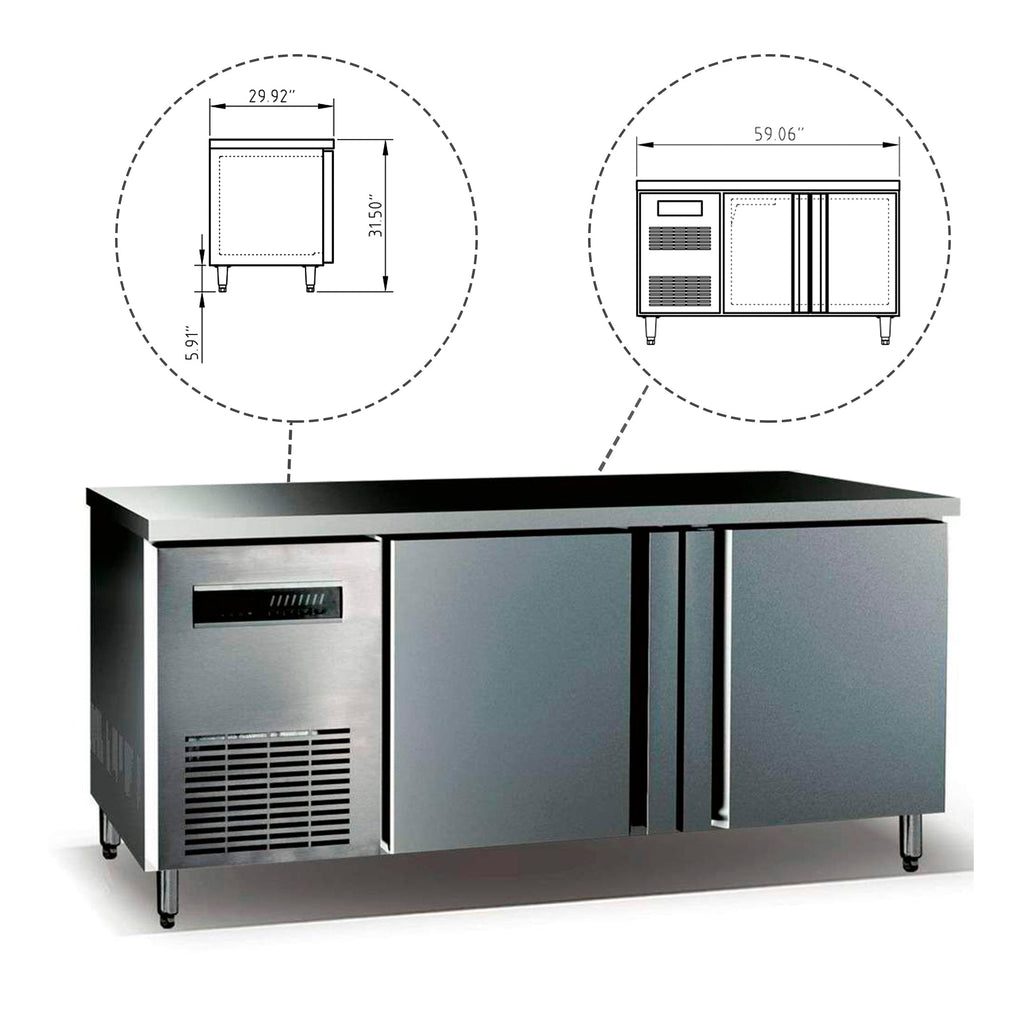 KingsBottle 59" Two Stainless Steel Door Back Bar Cooler - KBU380SD