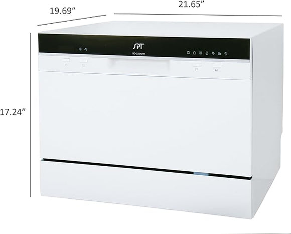 SPT SD-2224DWB: ENERGY STAR Countertop Dishwasher with Delay Start & LED – White