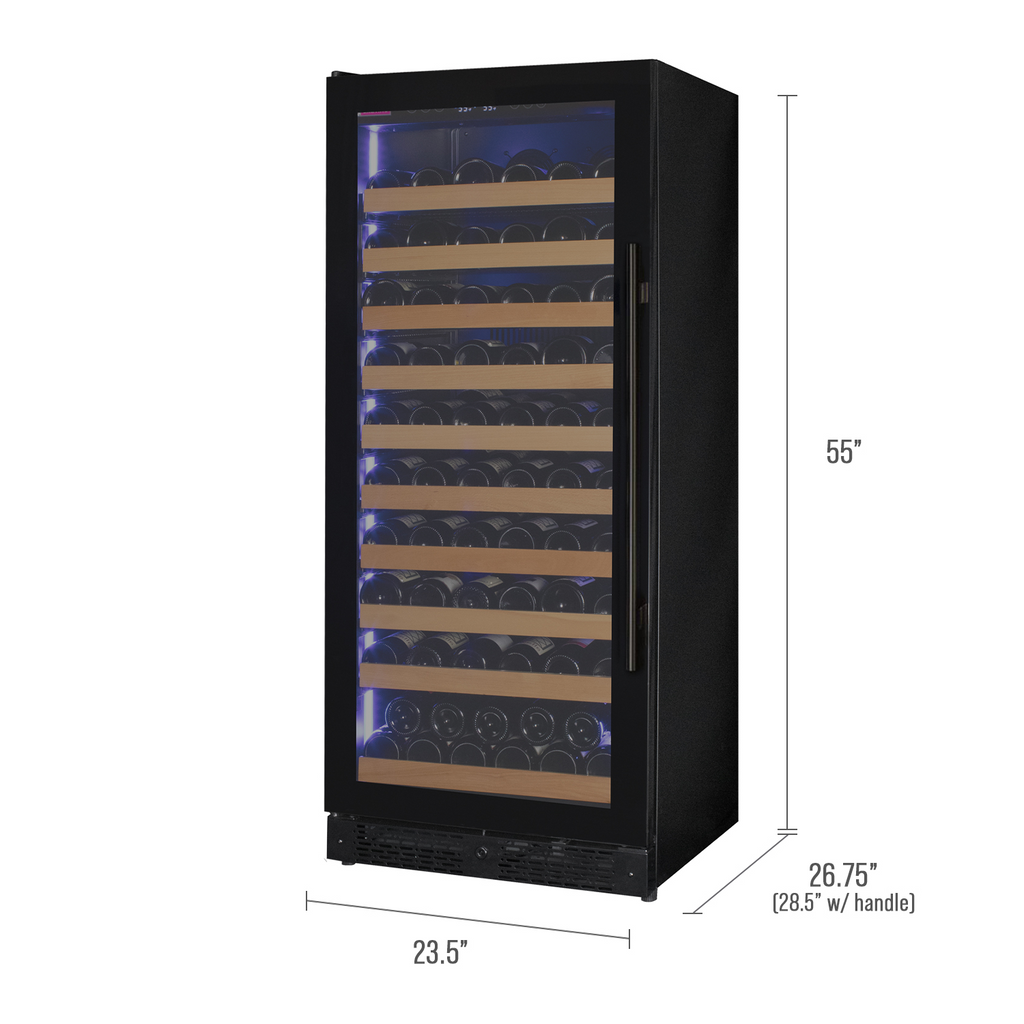 Allavino Reserva Series 119 Bottle 55" Tall Single Zone Left Hinge Black Glass Wine Refrigerator - VSW11955S-1BGL
