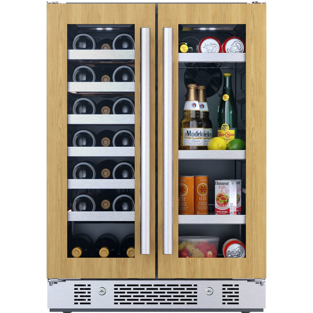 Avallon 24 Inch Wide 21 Bottle Capacity and 64 Can Capacity Beverage Center with LED Lighting and Double Pane Glass - AWBC242GGFDPRG