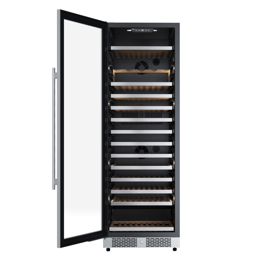 Avallon 24 Inch Wide 150 Bottle Capacity Built-In or Free Standing Wine Cooler with Wood Shelves, Child Lock, Door Alarm and Door Lock - Left Hinged - AWC243TSZLH