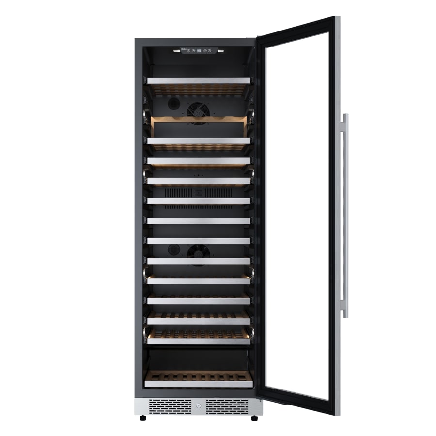 Avallon 24 Inch Wide 150 Bottle Capacity Built-In or Free Standing Wine Cooler with Wood Shelves, Child Lock, Door Alarm and Door Lock - Right Hinged - AWC243TSZRH