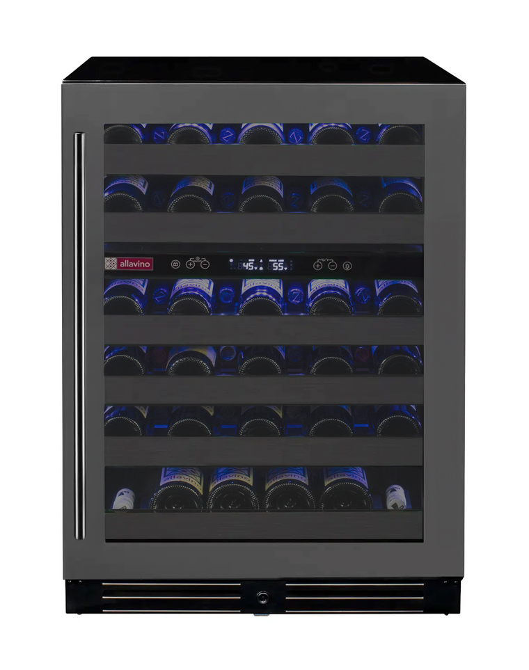 Allavino Reserva Series 50 Bottle Dual Zone Undercounter Wine Cooler Refrigerator with Black Stainless Steel Door - Right Hinge - BDW5034D-2BSR