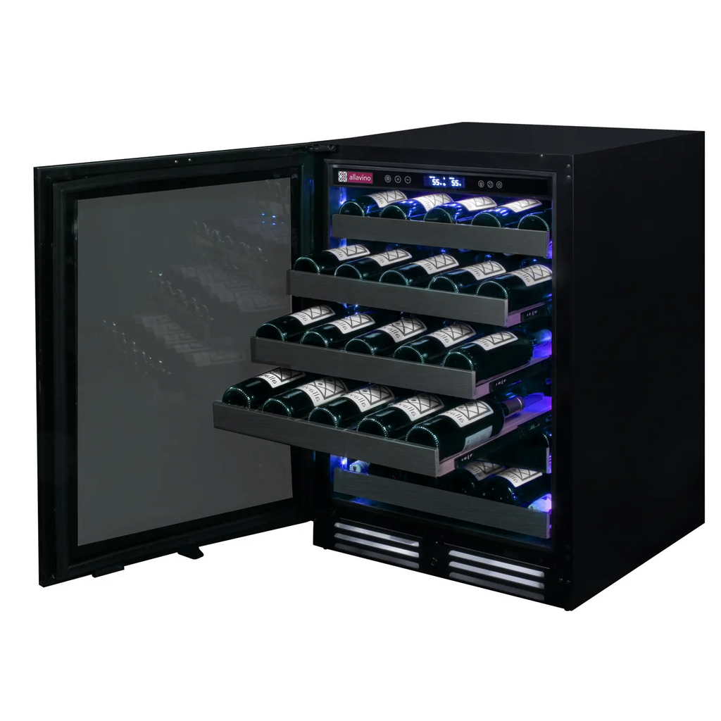 Allavino Reserva Series 50 Bottle Single Zone Built-in Wine Cooler Refrigerator with Black Stainless Steel Door - Left Hinge - BDW5034S-1BSL