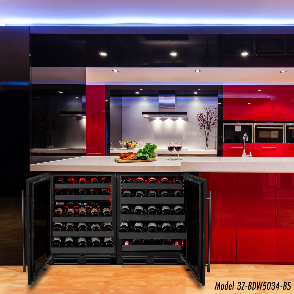 Allavino Reserva Series 50 Bottle Single Zone Built-in Wine Cooler Refrigerator with Black Stainless Steel Door - Left Hinge - BDW5034S-1BSL
