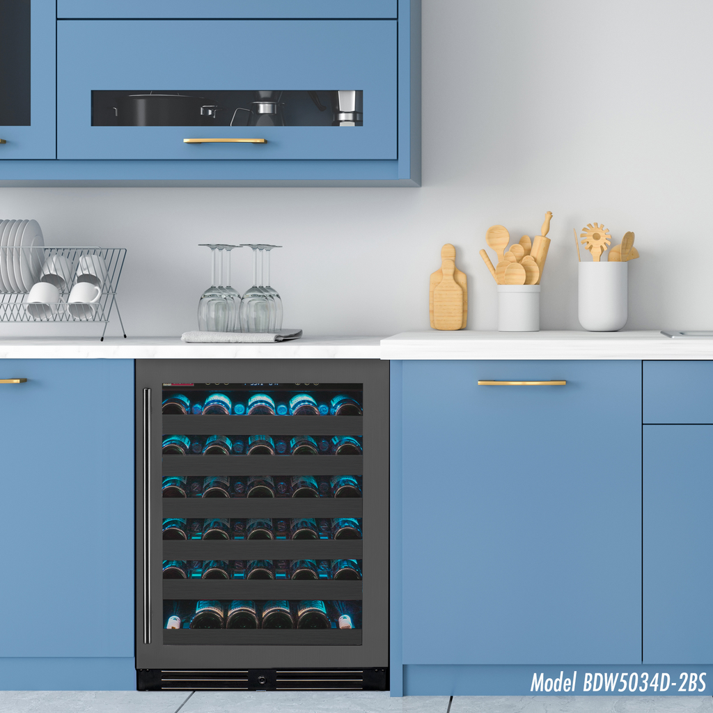 Allavino Reserva Series 50 Bottle Single Zone Built-in Luxury Wine Refrigerator with Black Stainless Steel Door - Right Hinge - BDW5034S-1BSR