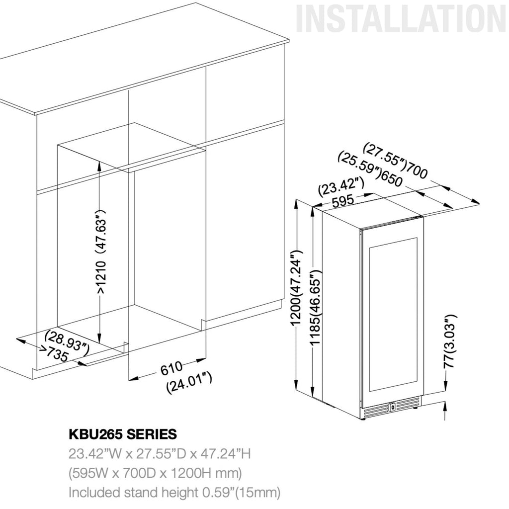 KingsBottle 389 Cans Capacity Upright Beverage Refrigerator With Low-E Glass Door - KBU265BX-FG
