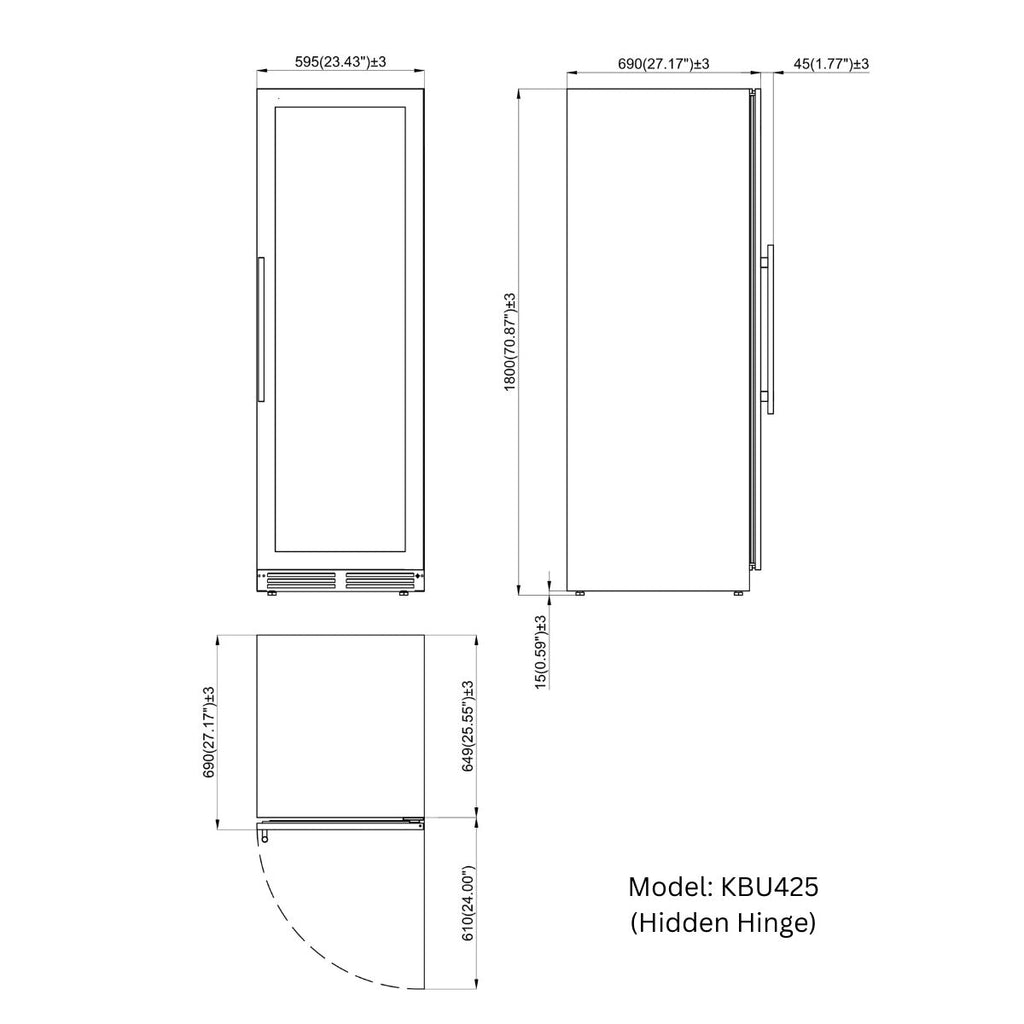KingsBottle Large Beverage Refrigerator With Low-E Glass Door - KBU425BX
