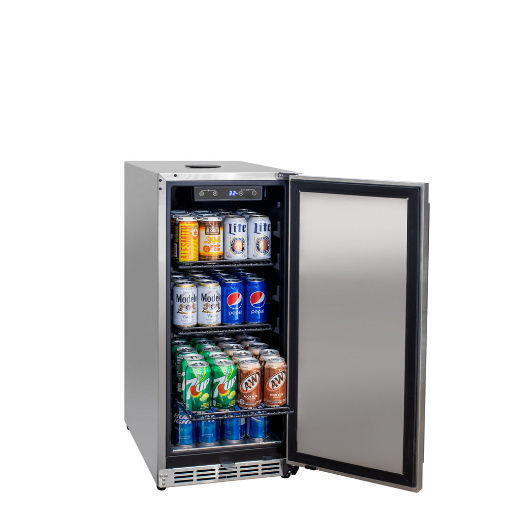 Kegco 15" Wide Outdoor Single Tap Stainless Steel Built-In Commercial Kegerator - HK-15-SS
