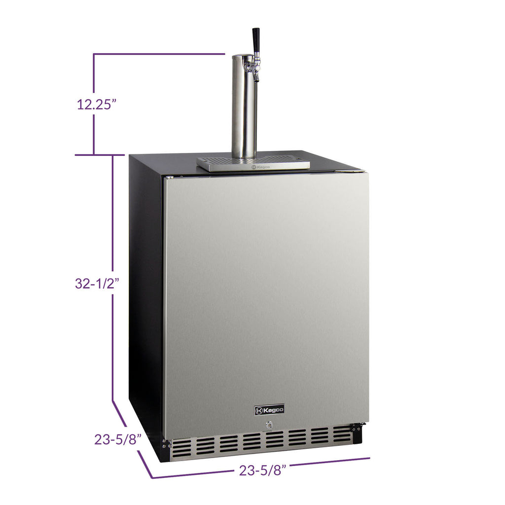 Kegco 24" Wide Single Tap Stainless Steel Built-In Left Hinge ADA Kegerator - Cabinet Only - HK-48ADA-BS-L