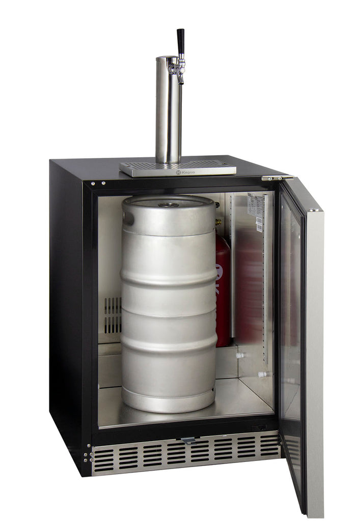 Kegco 24" Wide Single Tap Stainless Steel Built-In Left Hinge ADA Kegerator - Cabinet Only - HK-48ADA-BS-L