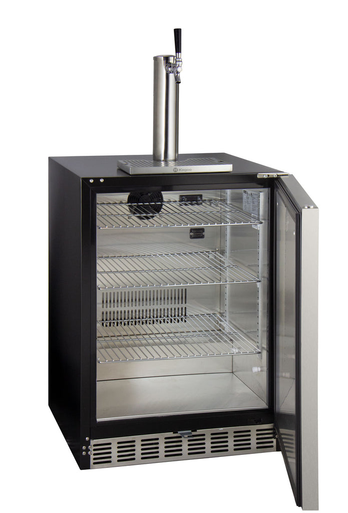 Kegco 24" Wide Single Tap Stainless Steel Built-In Left Hinge ADA Kegerator - Cabinet Only - HK-48ADA-BS-L