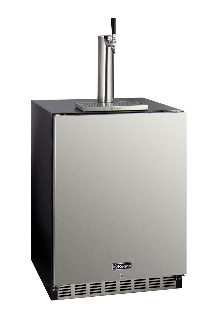 Kegco 24" Wide Single Tap Stainless Steel Built-In Left Hinge ADA Kegerator - Cabinet Only - HK-48ADA-BS-L