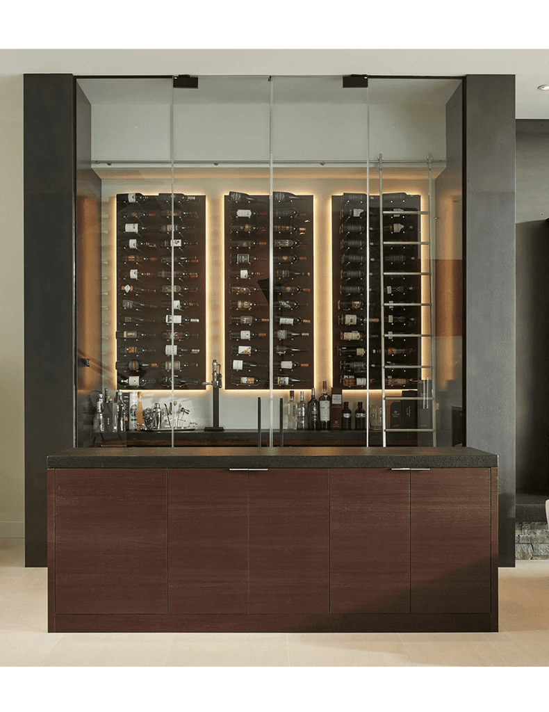 Ultra Wine Racks Fusion HZ Label-Out Wine Wall Black Acrylic (4 Foot) Double Depth