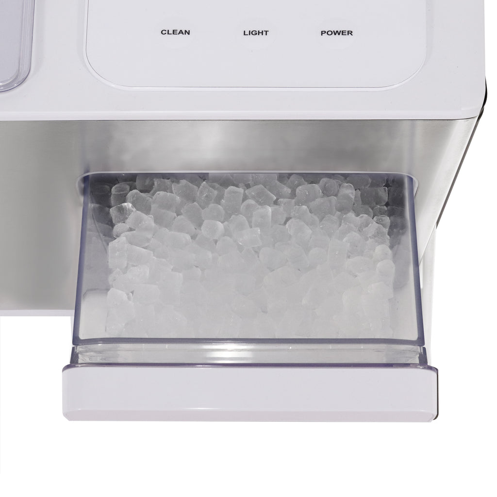 Whynter IBX-388WS SonicSnö Countertop Nugget Ice Maker 40lbs/24hrs with Removable Ice Drawer, Chewable Pebble/Sonic Type Ice in Silver and White Stainless Steel Finish