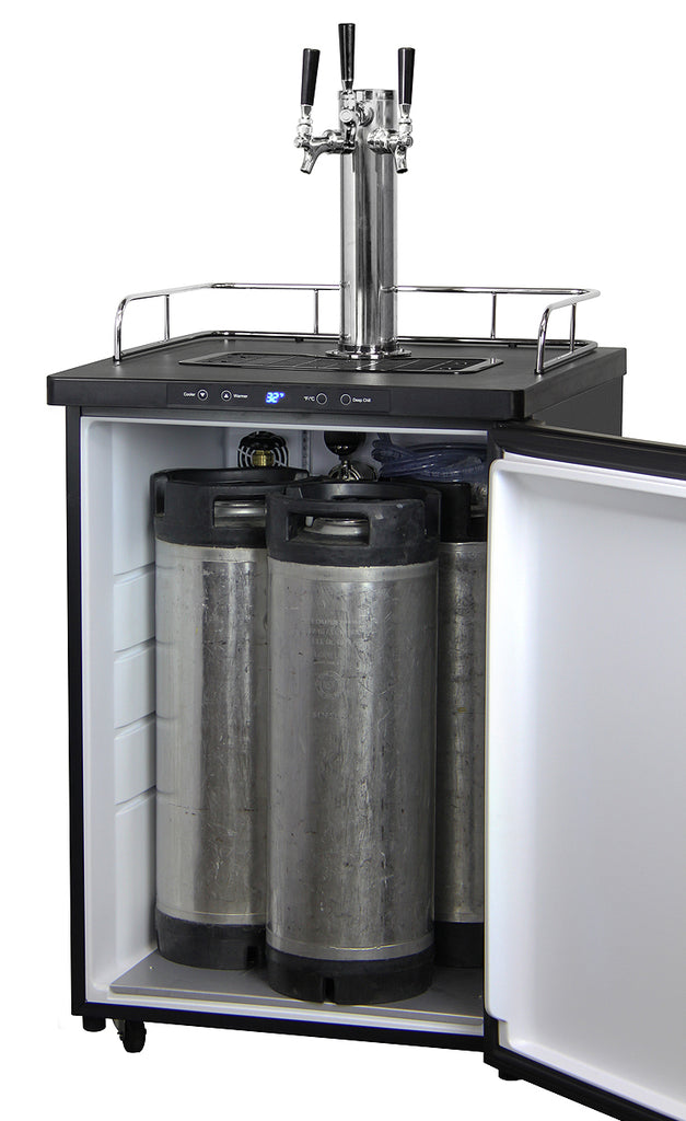 Kegco 24" Wide Triple Tap Black Stainless Steel Digital Kegerator - K309X-3NK