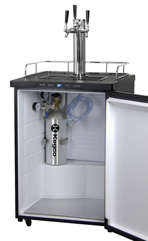 Kegco 24" Wide Triple Tap Black Stainless Steel Digital Kegerator - K309X-3NK