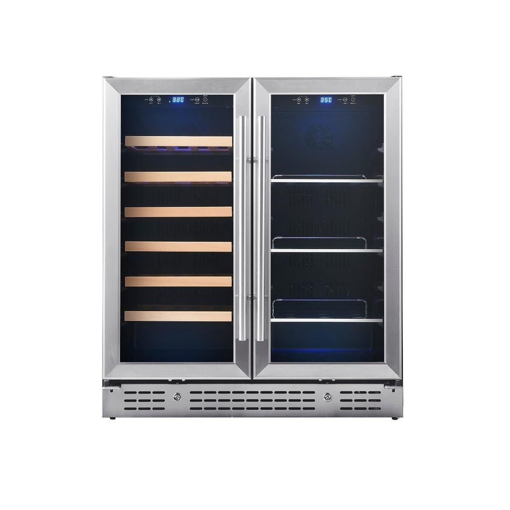 KingsBottle 30" Combination Beer and Wine Cooler with Low-E Glass Door - KBU165BW-SS