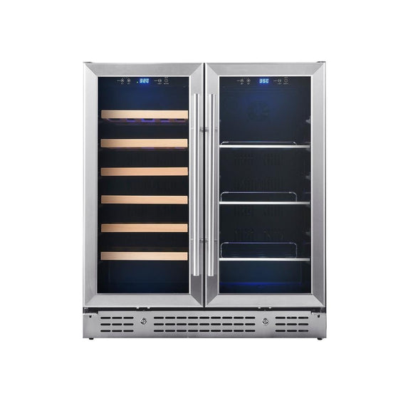 KingsBottle 30" Combination Beer and Wine Cooler with Low-E Glass Door - KBU165BW-SS