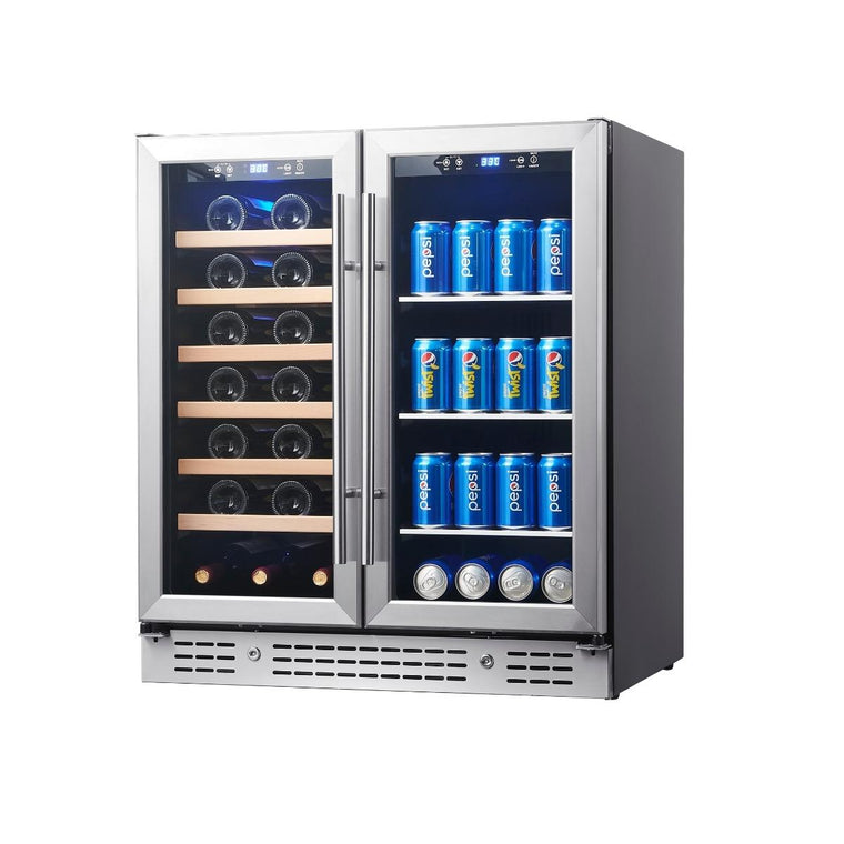 KingsBottle 30" Combination Beer and Wine Cooler with Low-E Glass Door - KBU165BW-SS