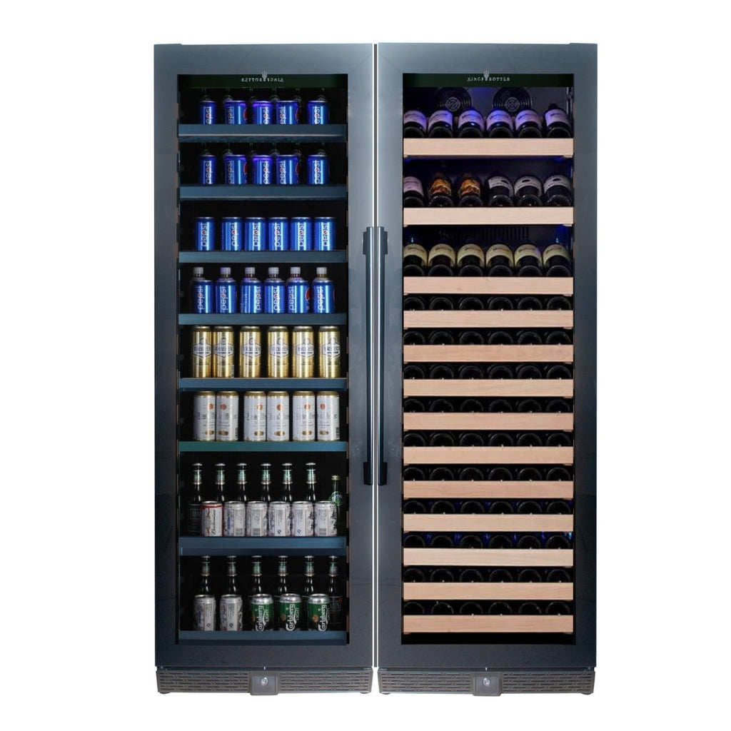 KingsBottle 72" Large Wine And Beverage Cooler Drinks Combo With Clear Door - KBU170BW2