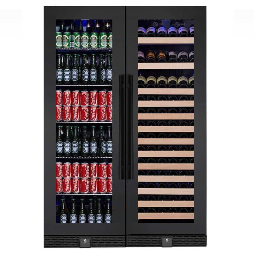 KingsBottle 72" Large Wine And Beverage Cooler Drinks Combo With Clear Door - KBU170BW2