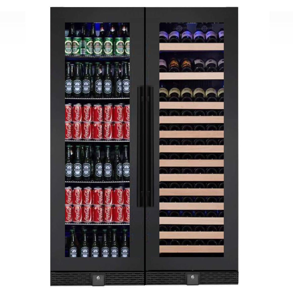 KingsBottle 72" Large Wine And Beverage Cooler Drinks Combo With Clear Door - KBU170BW2