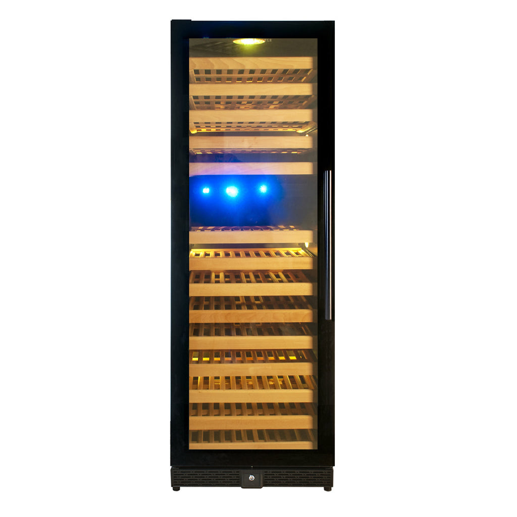 KingsBottle Tall Large Wine Refrigerator With Glass Door With Stainless Steel Trim ﻿- KBU170DX