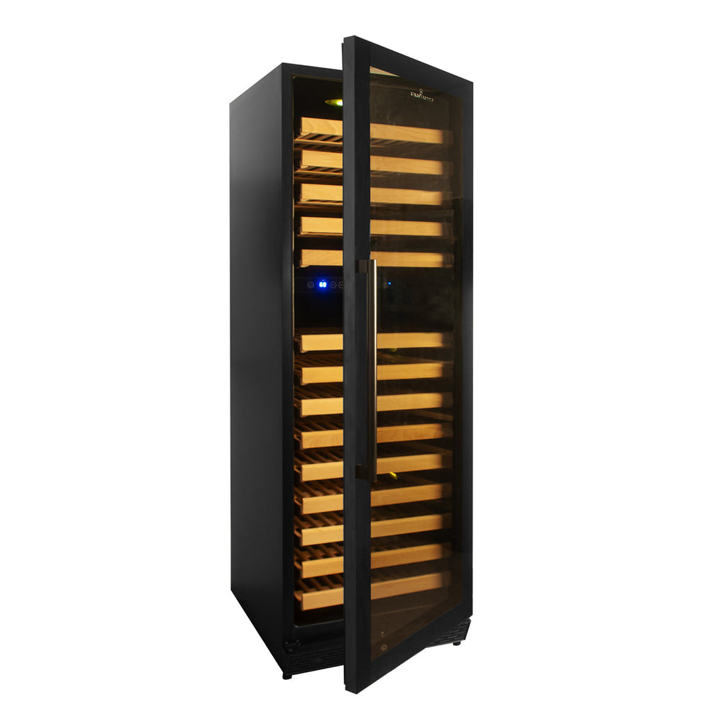 KingsBottle Tall Large Wine Refrigerator With Glass Door With Stainless Steel Trim ﻿- KBU170DX