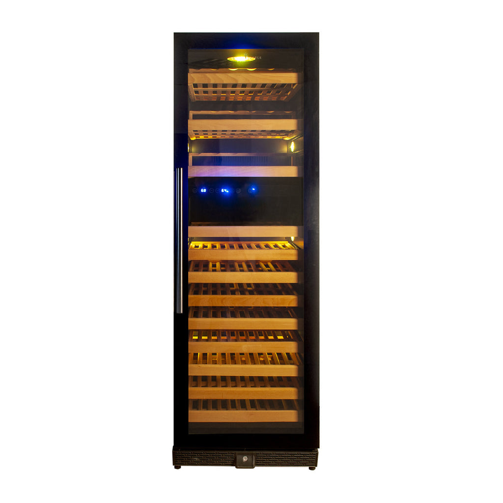 KingsBottle Tall Large Wine Refrigerator With Glass Door With Stainless Steel Trim ﻿- KBU170DX
