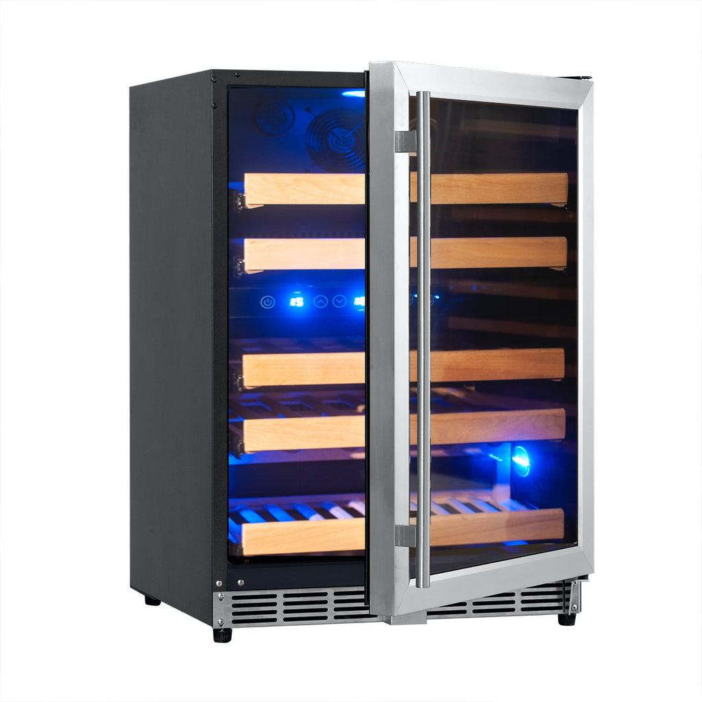 KingsBottle 44 Bottles 24 Inch Under Counter Dual Zone Wine Cooler Drinks - KBU50DX