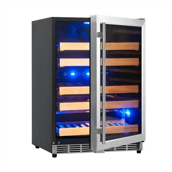 KingsBottle 44 Bottles 24 Inch Under Counter Dual Zone Wine Cooler Drinks - KBU50DX