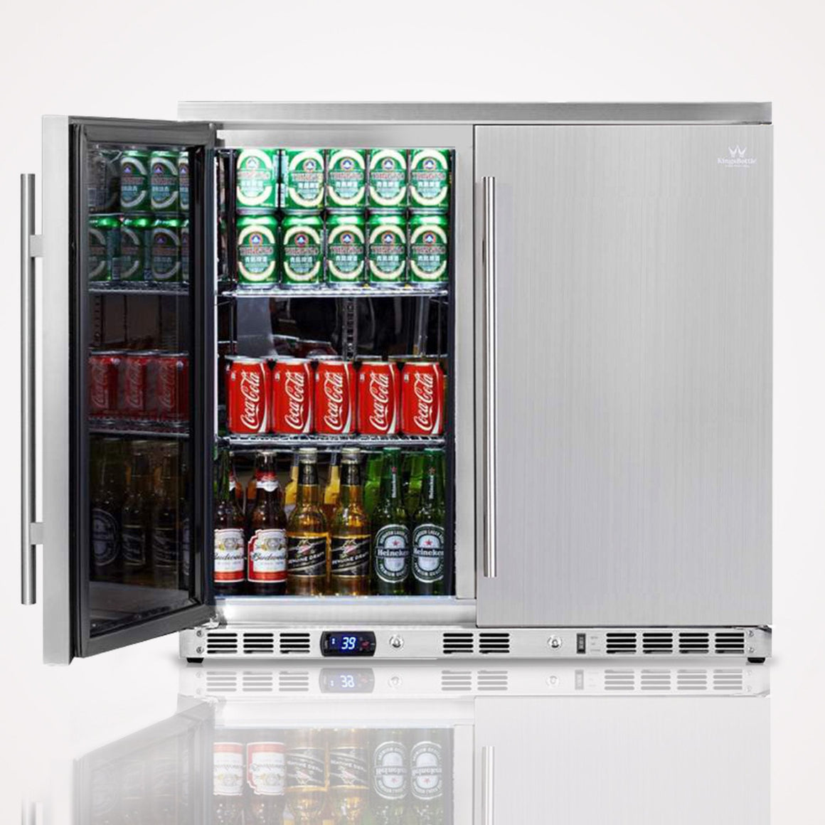 KingsBottle 36 Inch Outdoor Beverage Refrigerator 2 Door For Home - KBU56ASD