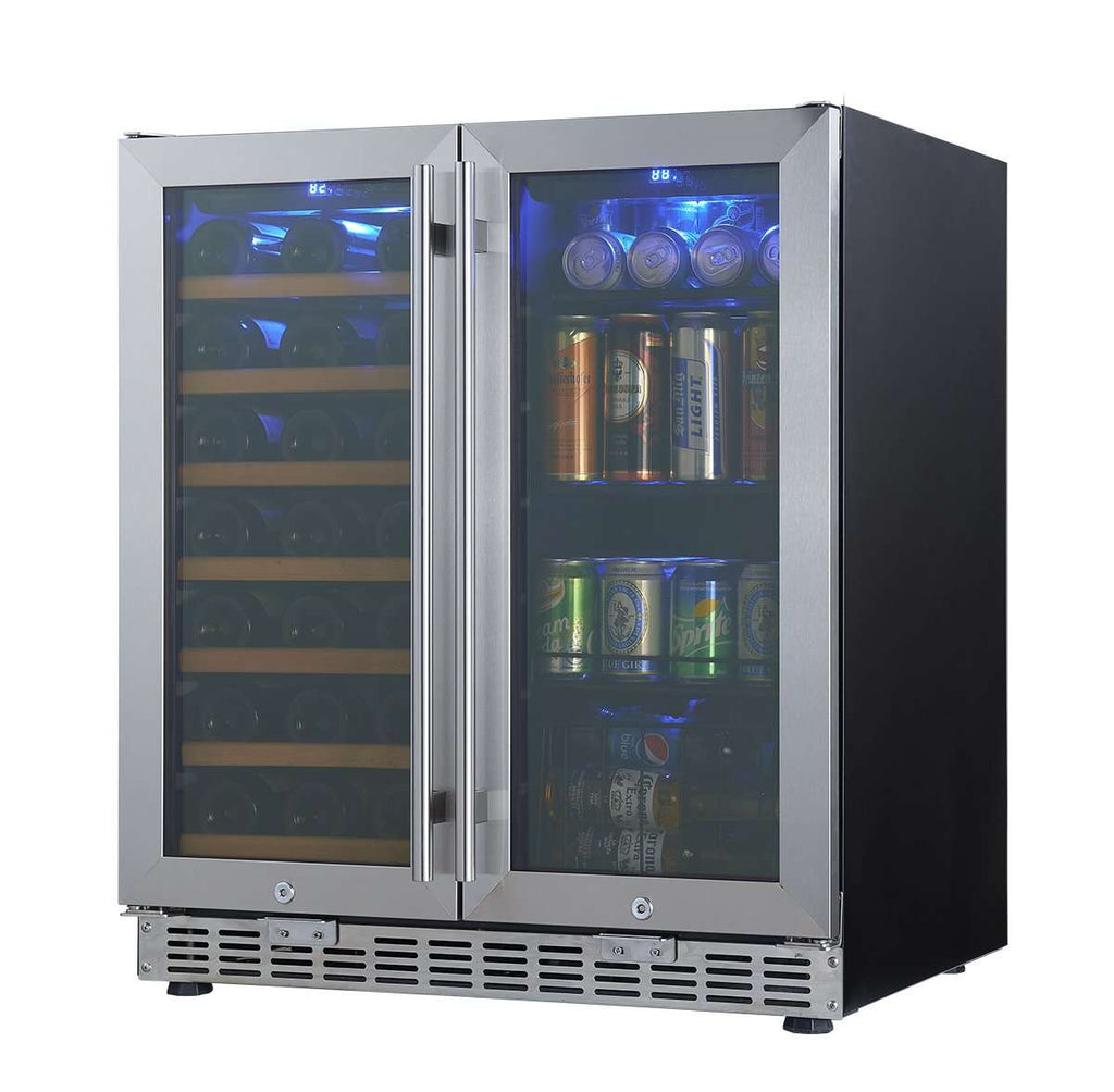 KingsBottle 30" Under Counter Low-E Glass Door Wine and Beer Cooler Combo - KBUSF66BW