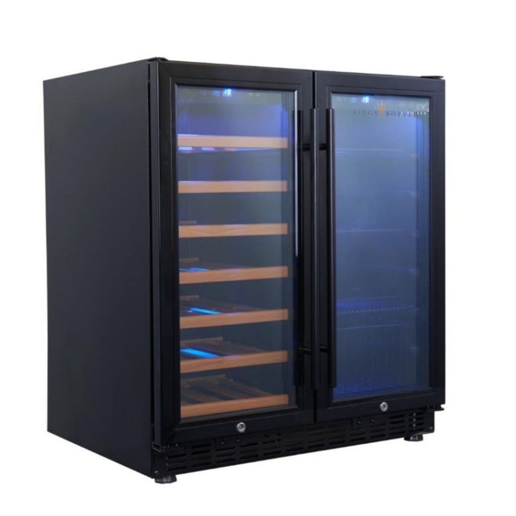 KingsBottle 30" Under Counter Low-E Glass Door Wine and Beer Cooler Combo - KBUSF66BW