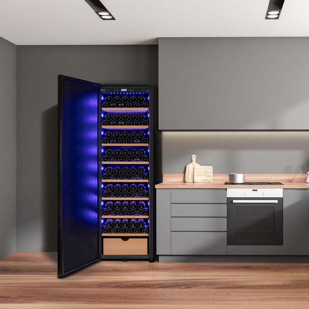 Allavino 185 Bottle Single Zone Wine Vault with Solid Black Right Hinge Door - KWR-8185-1SDR