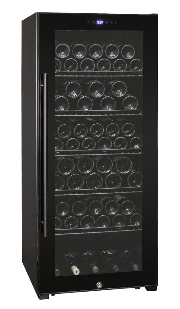 Allavino Contemporary 102 Bottle Single Zone Freestanding Wine Refrigerator with Black Glass Door - KWR102S-1BGR