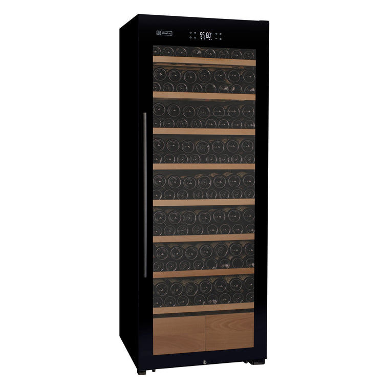 Allavino 248 Bottle Single Zone Freestanding Wine Refrigerator with Display Shelving and Black Glass Door - Right Hinge - KWR248S-1BGR