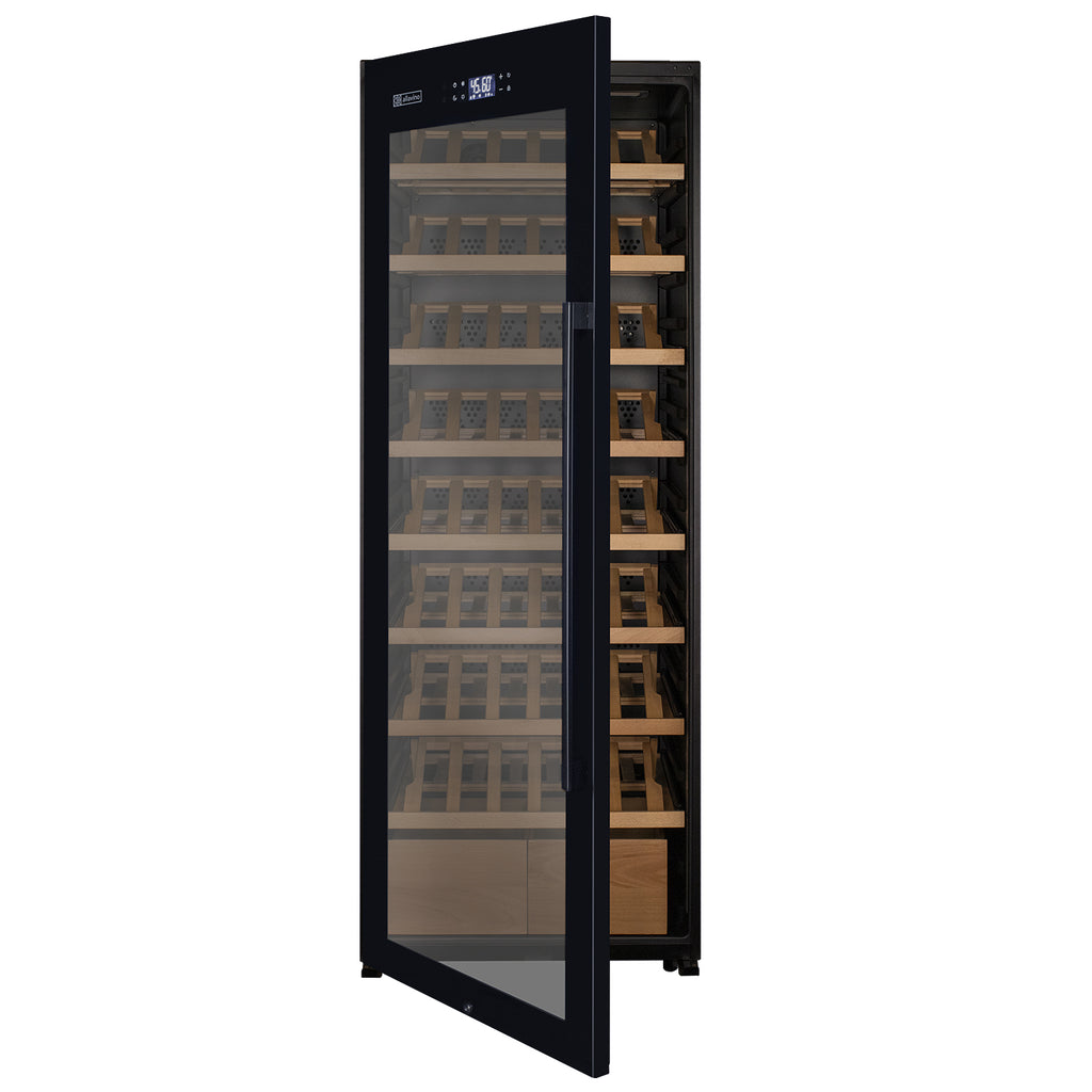 Allavino 248 Bottle Single Zone Freestanding Wine Refrigerator with Display Shelving and Black Glass Door - Left Hinge -  KWR248S-1BGL