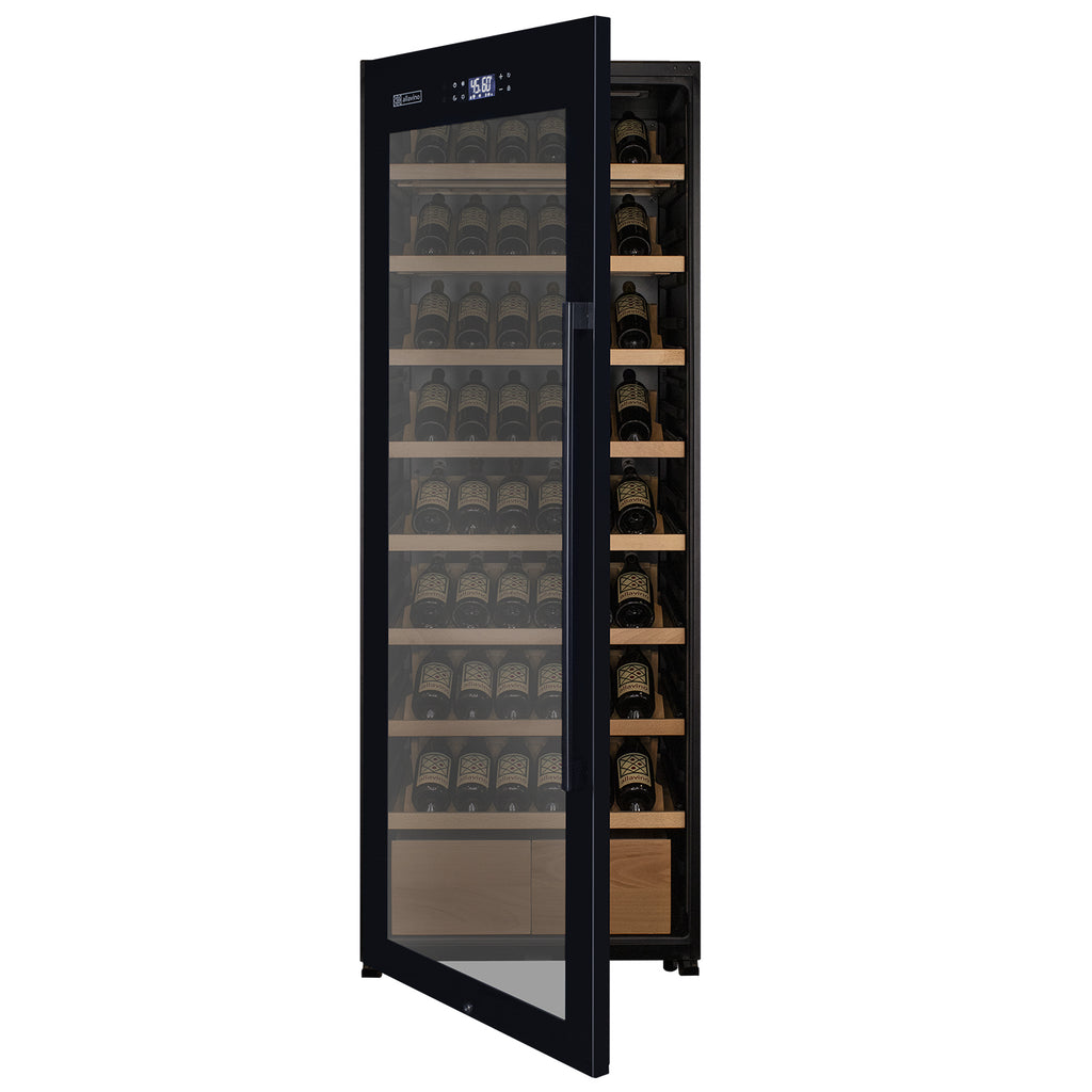 Allavino 248 Bottle Single Zone Freestanding Wine Refrigerator with Display Shelving and Black Glass Door - Left Hinge -  KWR248S-1BGL