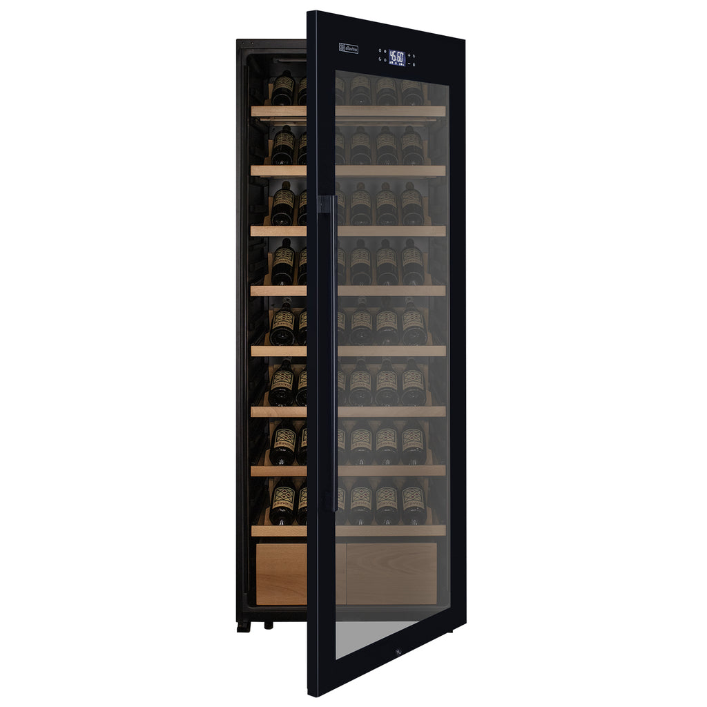 Allavino 248 Bottle Single Zone Freestanding Wine Refrigerator with Display Shelving and Black Glass Door - Right Hinge - KWR248S-1BGR
